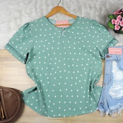 Blusa Coração detalhe Renda Verde BS4689