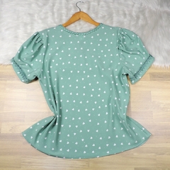 Blusa Coração detalhe Renda Verde BS4689 na internet