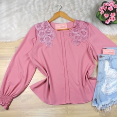 Blusa Bordada Manga Longa Rosa BS5013 - comprar online