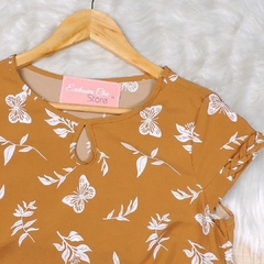 Blusa Estampada detalhe Trançado Marrom BS4783 na internet