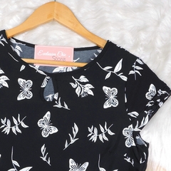 Blusa Estampada detalhe Trançado Preta BS4784 na internet