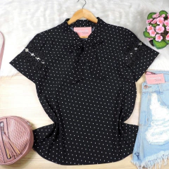 Blusa Poá com Laço Preta BS4686