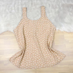 Regata Estampada com Botão Bege BS4964 - Exclusiva Chic Store