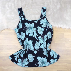 Regata Floral com Botão na Alça Azul Escura BS4455 na internet