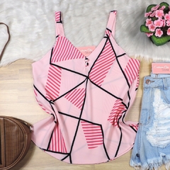 Regata Estampada com Botão Rosa BS4866 - comprar online