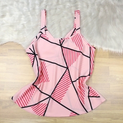 Regata Estampada com Botão Rosa BS4866 - Exclusiva Chic Store