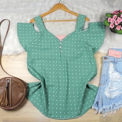 Blusa Poá Ombro Vazado Verde BS4886 - comprar online