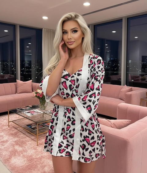 ROUPÃO ROBE ANIMAL PRINT BRANCO PLANET GIRLS