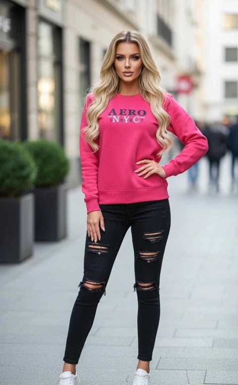 BLUSA DE MOLETOM AEROPOSTALE ROSA ESCURO