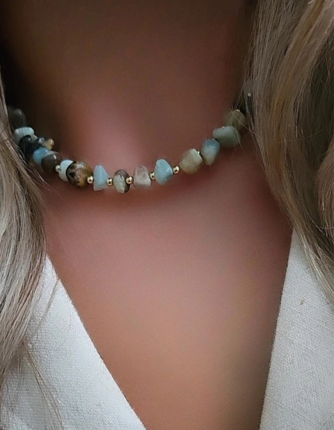 Collar Sicilia (oro laminado y piedras naturales) - comprar online