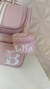 Kit Bolsas Maternidade Personalizado Linho Rosa com fita listras - loja online