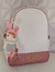 Mochila passeio off wite com Rosa glitter + Chaveiro - Bolsa Maternidade Personalizadas em até 10x sem juros!