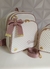 Mochila maternidade tradicional Off wite com Rosê