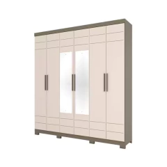 Guarda Roupa Casal Henn 6 Portas 3 Gavetas Flora - Duna/Cristal