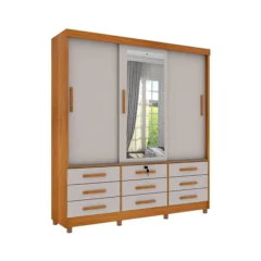 Guarda Roupa Casal Tcil Chicago 03P 09G Com Espelho - Cina/Off White