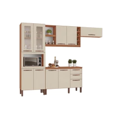 Cozinha Completa Tuboarte Larissa c/ Balcão 9P 3G - Freijó/Off White