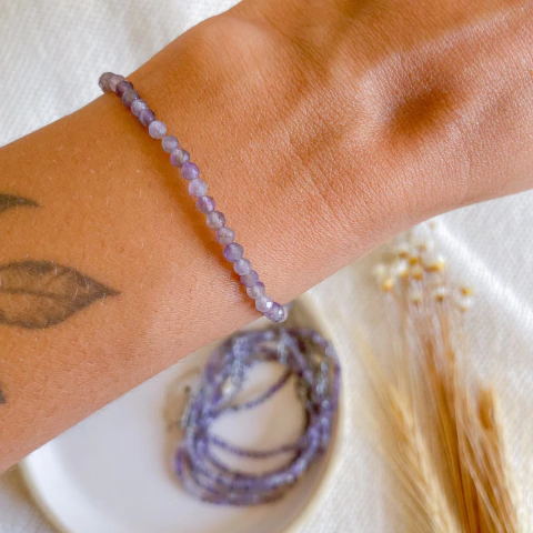Pulseira Ajustável de Ametista Multifacetada 3mm- Transmutação