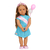 Muñeca Anita cumpleañera con globos y tiara y banda de cumpleaños