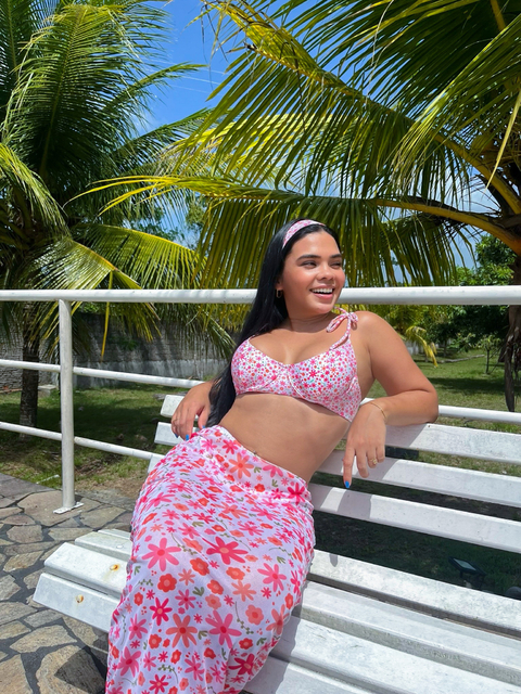 Saia Midi Tule - Flor do campo