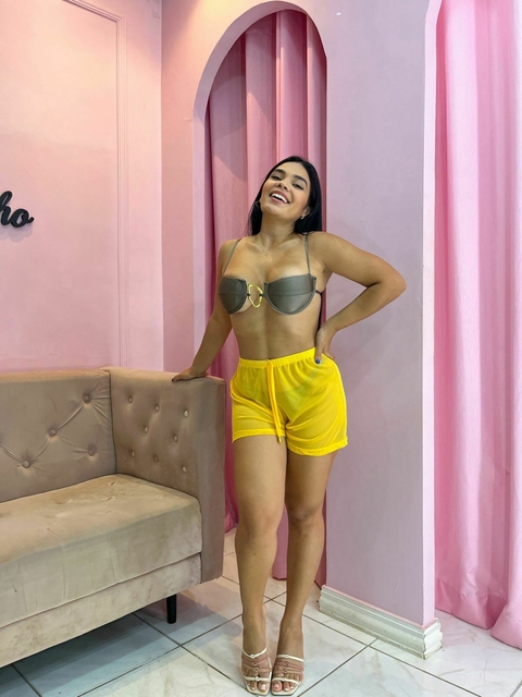 shortinho tule - Amarelo