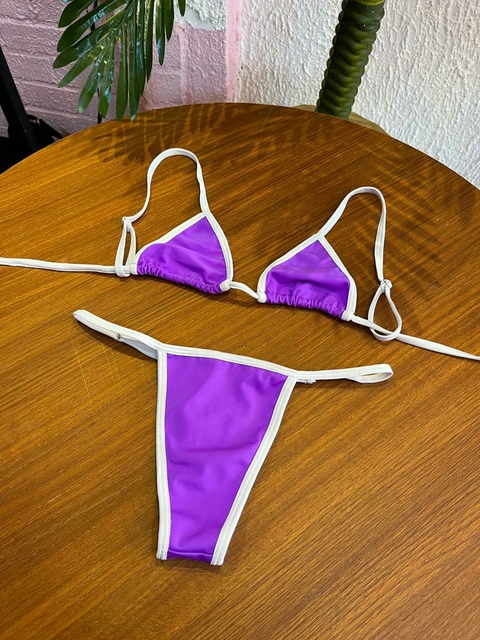 Cortininha Marquinha- Violeta/Branco