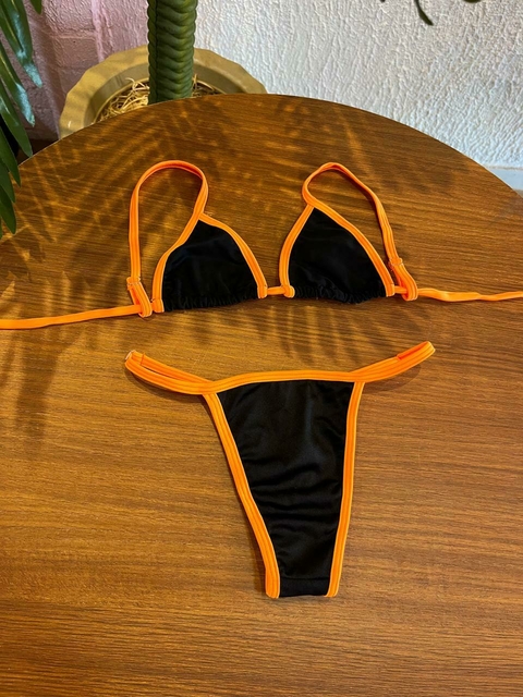 Cortininha Marquinha- Preto/Laranja Neon