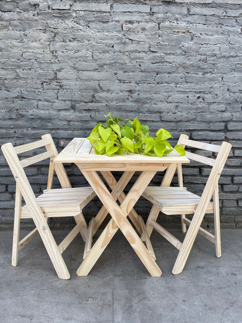Juego mesa plegable 70x70 con sillas plegables - comprar online