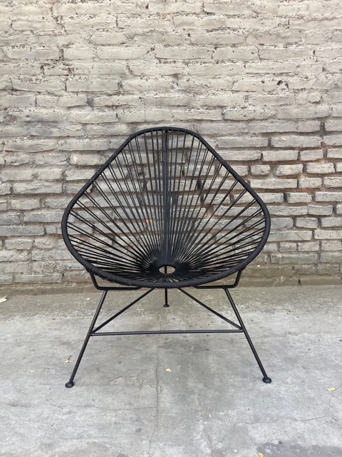 Sillón acapulco simil yute negro con negro