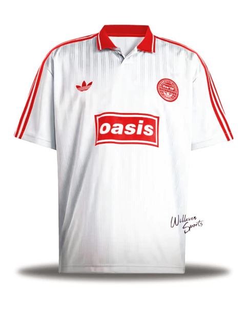 Camisa Adidas x Oasis Jacquard Tour 25' White and Red - comprar online
