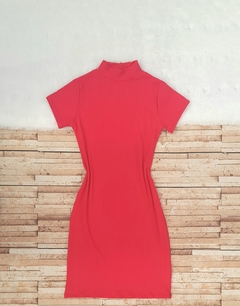 Vestido gola alta com manguinha pink na internet