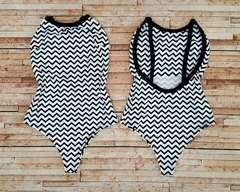 Body maiô cavado zig zag branco