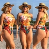 Body gola amarelo corda e rosa vermelha