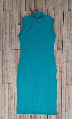 Vestido verde Tiffany midi gola sem manga - comprar online