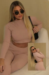 Cropped ROSE Canelado POWER Gola Manga Longa