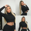Cropped PRETO Canelado POWER Gola Manga Longa - comprar online