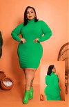 Vestido Esmeralda Plus Size Gola Manga Longa