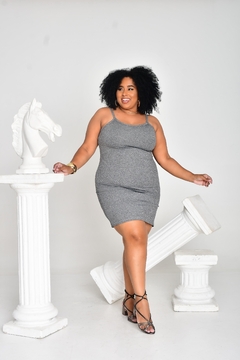 Vestido Alcinha Plus Cinza - GGS Modas