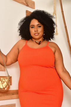 Vestido Alcinha Plus Laranja - GGS Modas