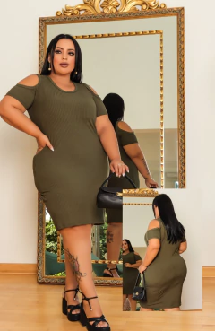 Vestido Plus Recort Militar