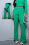 CALÇA ESMERALDA CANELADO POWER FLARE
