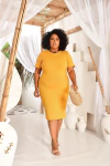 Vestido Mostarda Elegância Plus Size