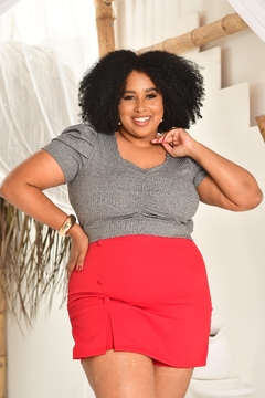 CROPPED PRINCESA PLUS SIZE CINZA