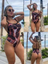 Body maiô cavado penas negras
