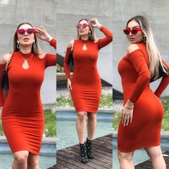 VESTIDO TERRA COTA GOTA MANGA LONGA