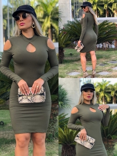 VESTIDO MILITAR GOTA MANGA LONGA