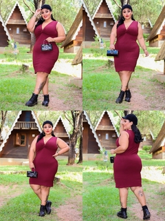 VESTIDO MARSALA NOZINHO PLUS