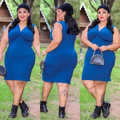 VESTIDO AZUL PETRÓLEO NOZINHO PLUS - loja online