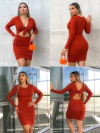 VESTIDO LAÇO 2 EM 1 TERRA COTA CANELADO