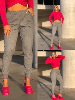 CALÇA CINZA CANELADO