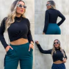 CROPPED PRETO CANELADO